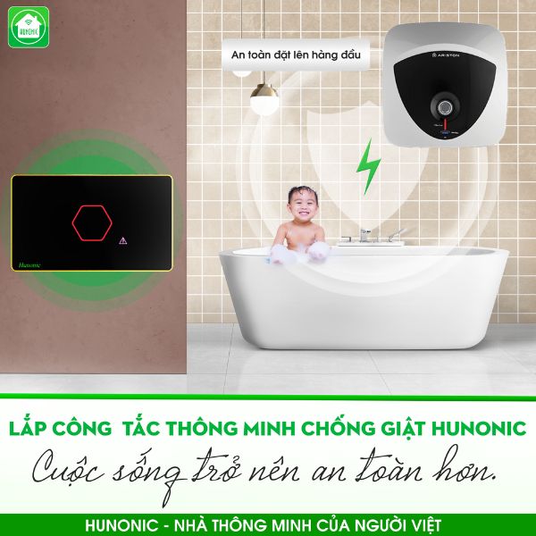 Công Tắc Chống Giật Bluetooth Mesh Hunonic Datic Màu Đen