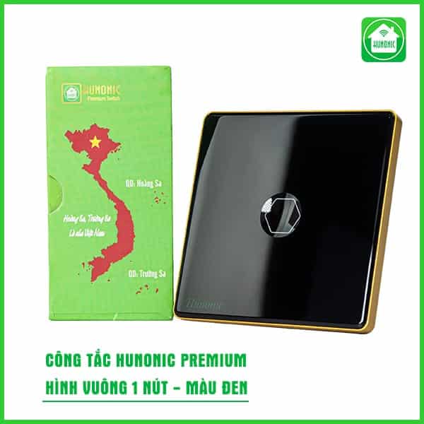 Công Tắc Cảm Ứng Hunonic Premium Hình Vuông Viền Vàng