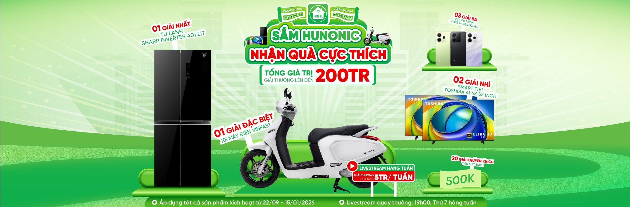 Sắm Hunonic, nhận ngay vé vàng vào thế giới quà tặng khổng lồ lên đến 200 triệu